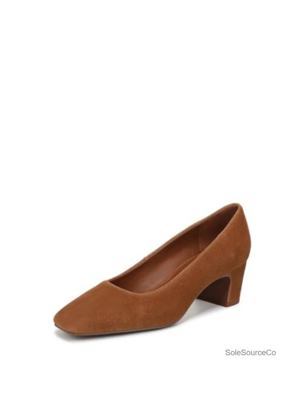 Suede Block Heel Square Toe Slip-On Pumps for Women